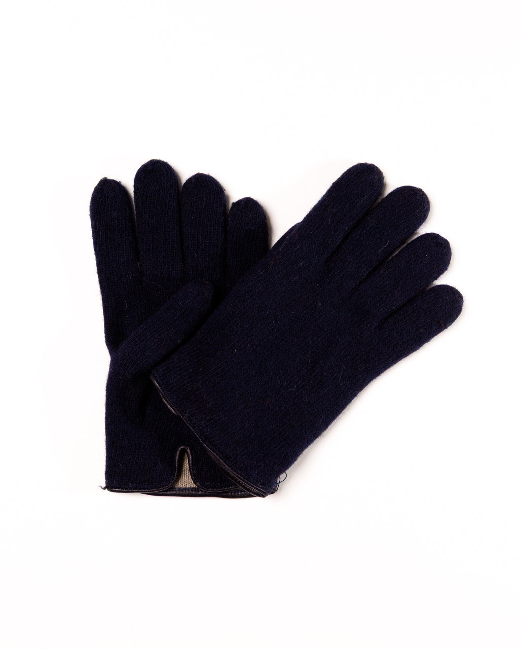 Men's Cashmere-Lined Wool Gloves with Nappa Leather Details