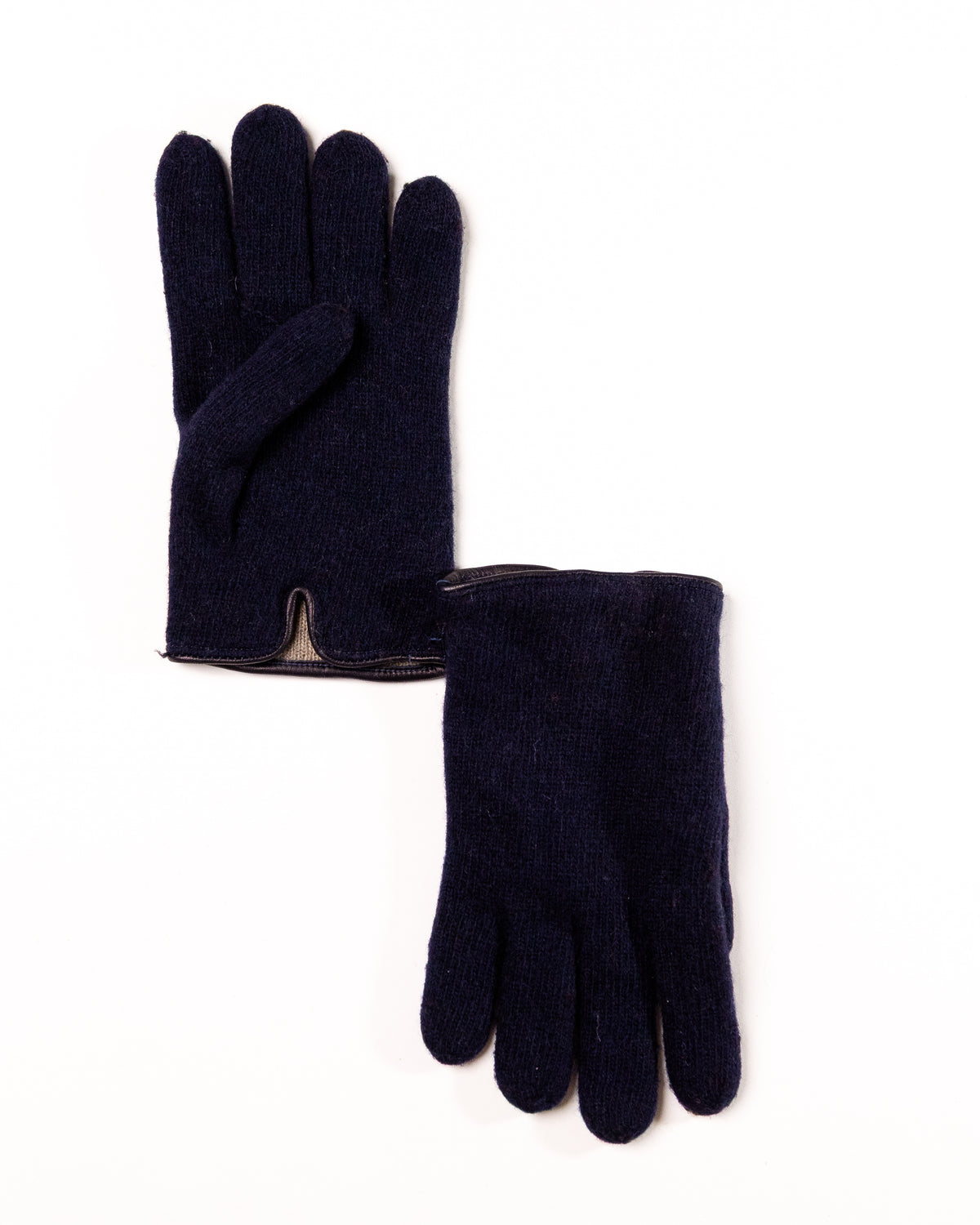 Men's Cashmere-Lined Wool Gloves with Nappa Leather Details