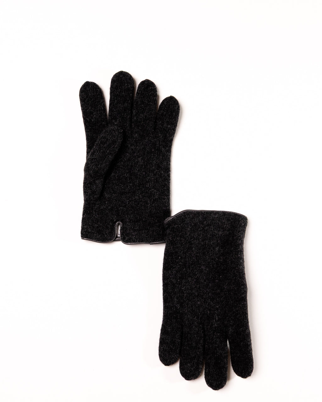 Men's Cashmere-Lined Wool Gloves with Nappa Leather Details