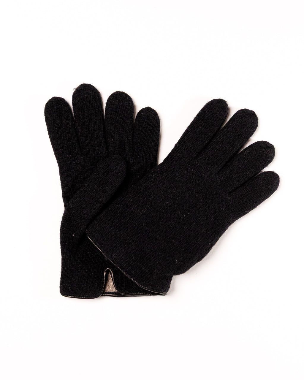 Men's Cashmere-Lined Wool Gloves with Nappa Leather Details