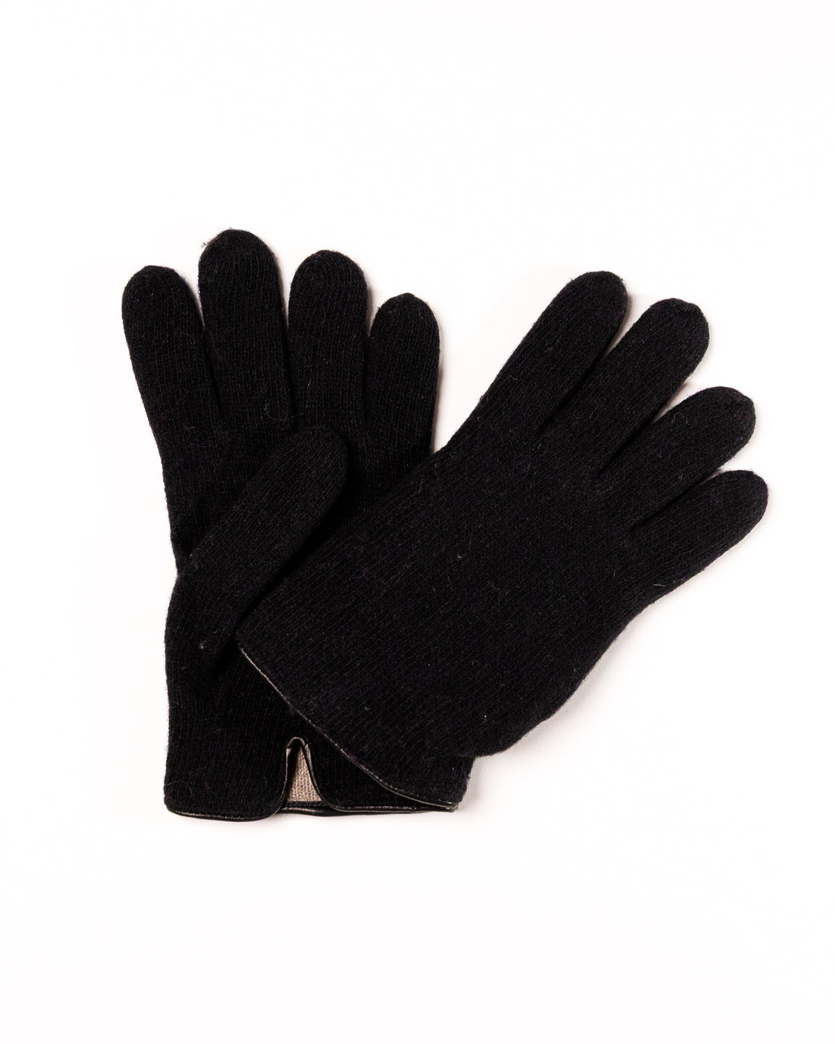Men's Cashmere-Lined Wool Gloves with Nappa Leather Details