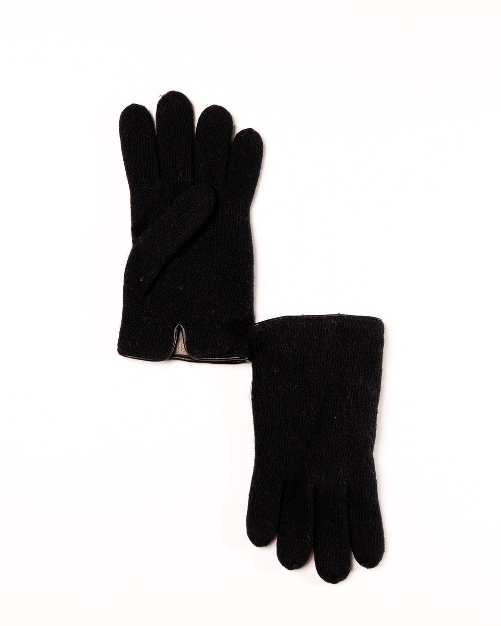 Men's Cashmere-Lined Wool Gloves with Nappa Leather Details