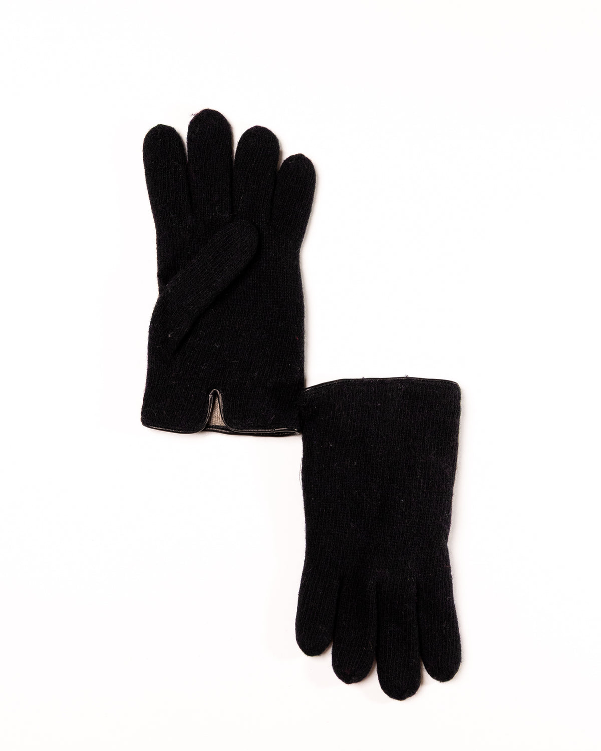 Men's Cashmere-Lined Wool Gloves with Nappa Leather Details