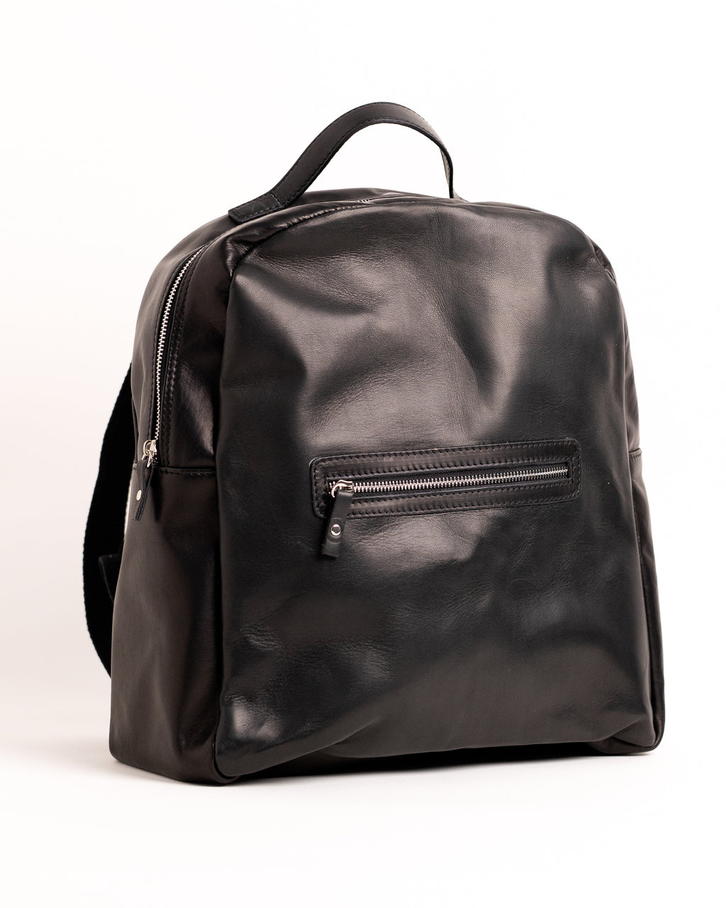 Large Leather Backpack with Flush Pocket