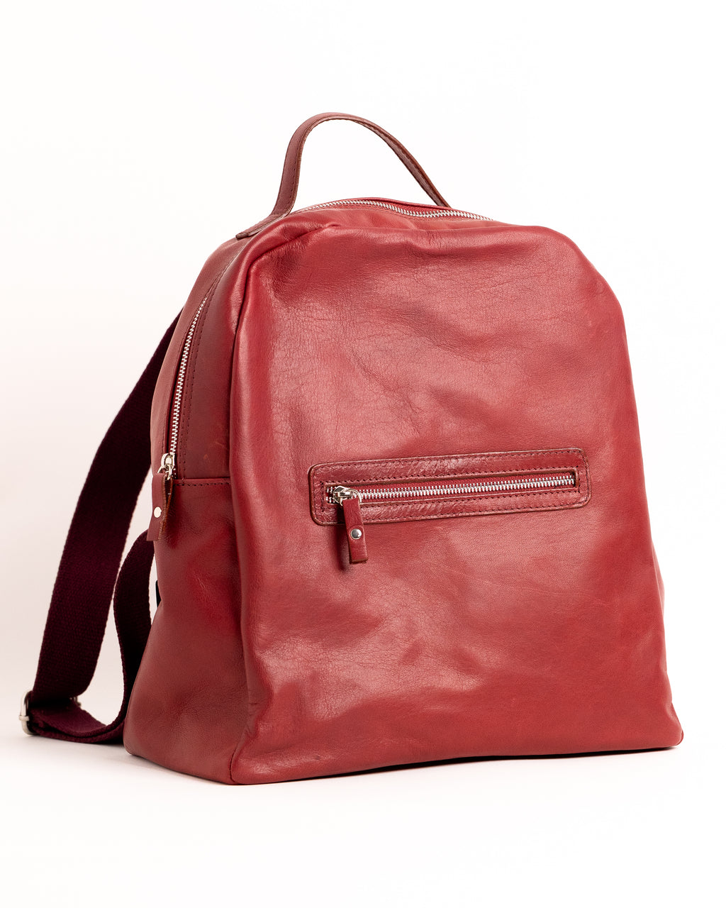 Large Leather Backpack with Flush Pocket