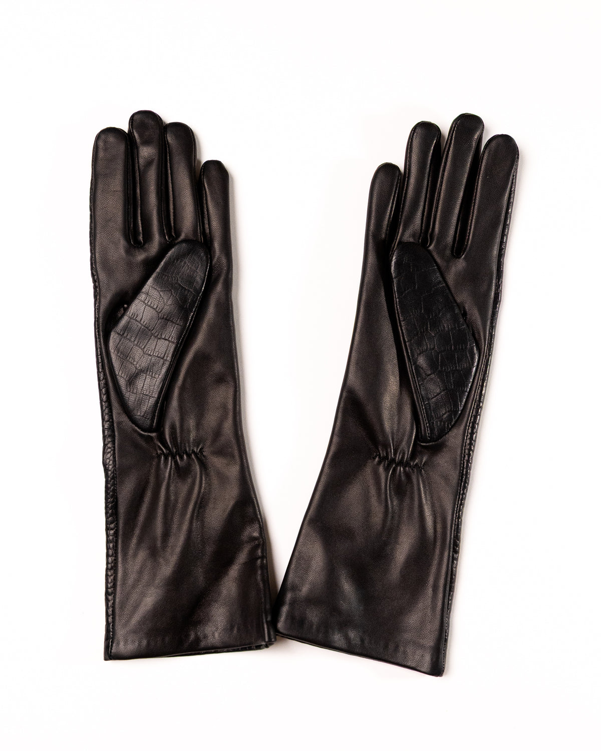 Women’s Long Black Nappa Leather Gloves with Cashmere Lining