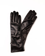 Women’s Long Black Nappa Leather Gloves with Cashmere Lining