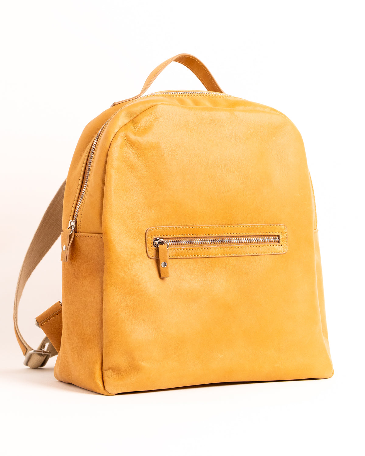 Large Leather Backpack with Flush Pocket