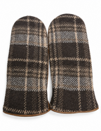 Women’s Nappa Leather and Tartan Wool Mittens with Cashmere Lining