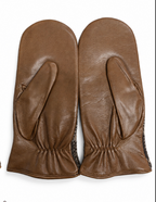 Women’s Nappa Leather and Tartan Wool Mittens with Cashmere Lining